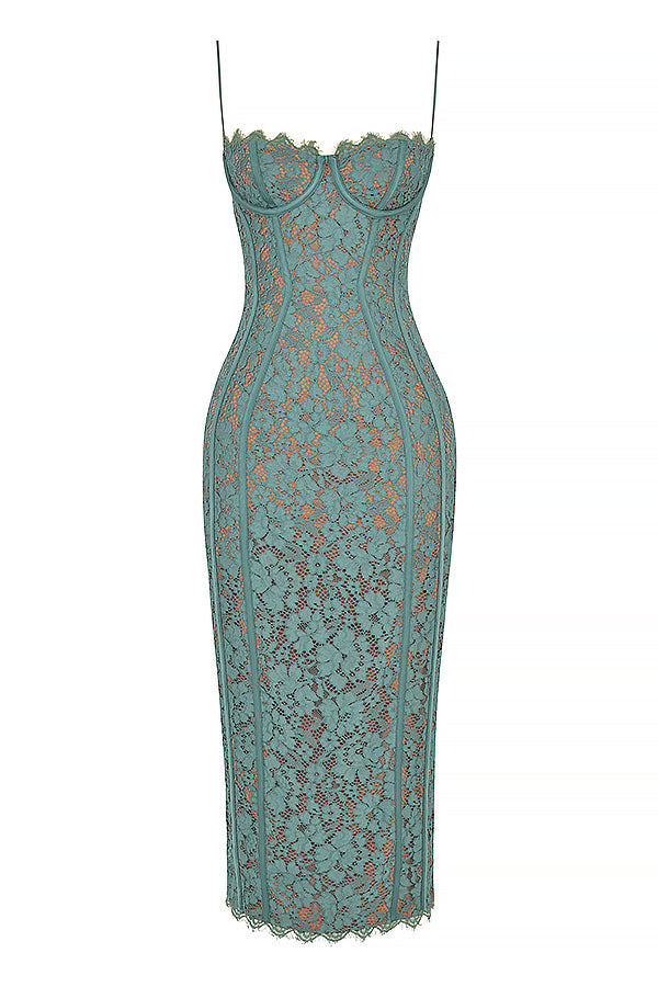 Raspberry Romance Forest Lace Midi Dress