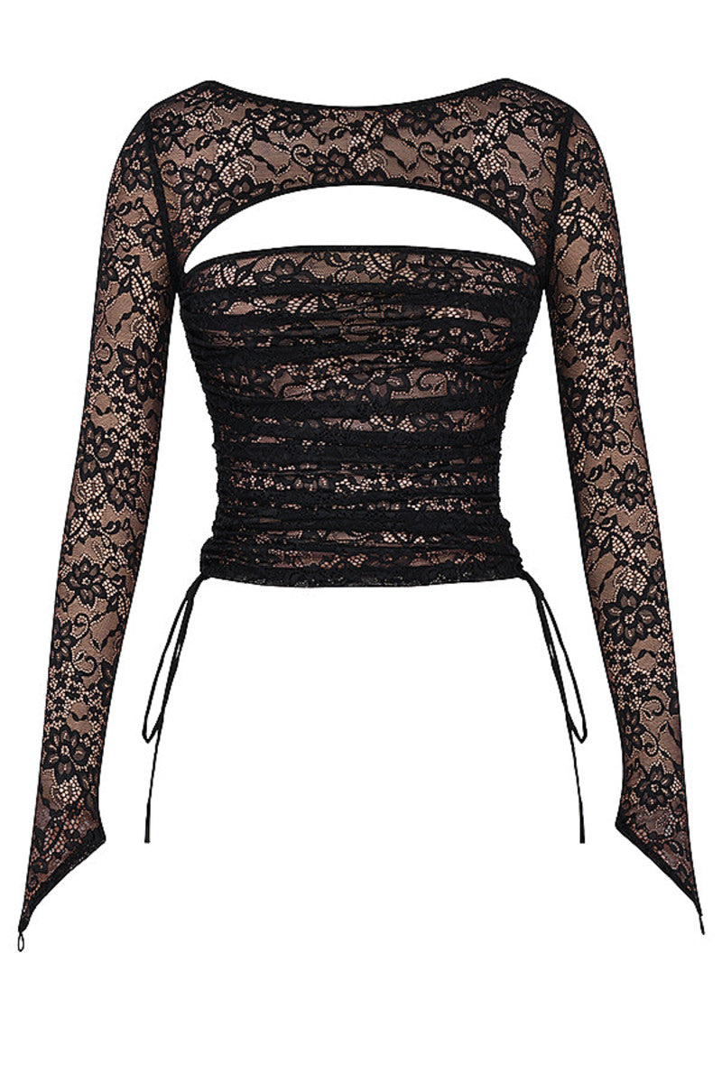 Romance Black Lace Maxi Skirt & Cut Out Top Set