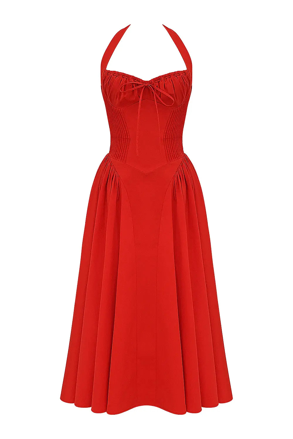 Italian Tomato Halter Midi Dress