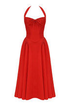 Italian Tomato Halter Midi Dress