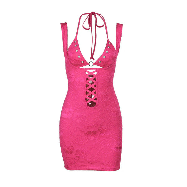 Pink Horizon Backless Bodycon Mini Dress