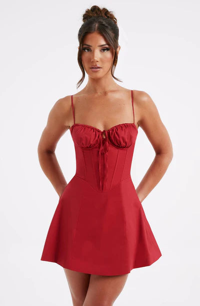 Red Cardinal Couture Ruffle Mini Dress