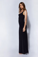 Callie Fishtail Maxi Black Dress