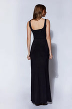 Callie Fishtail Maxi Black Dress