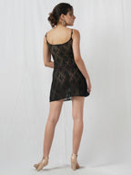 Mystic Florals Black Lace Mini Dress
