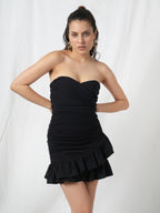 Charcoal Garden Grace Black Ruffle Mini Dress