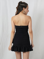 Charcoal Garden Grace Black Ruffle Mini Dress