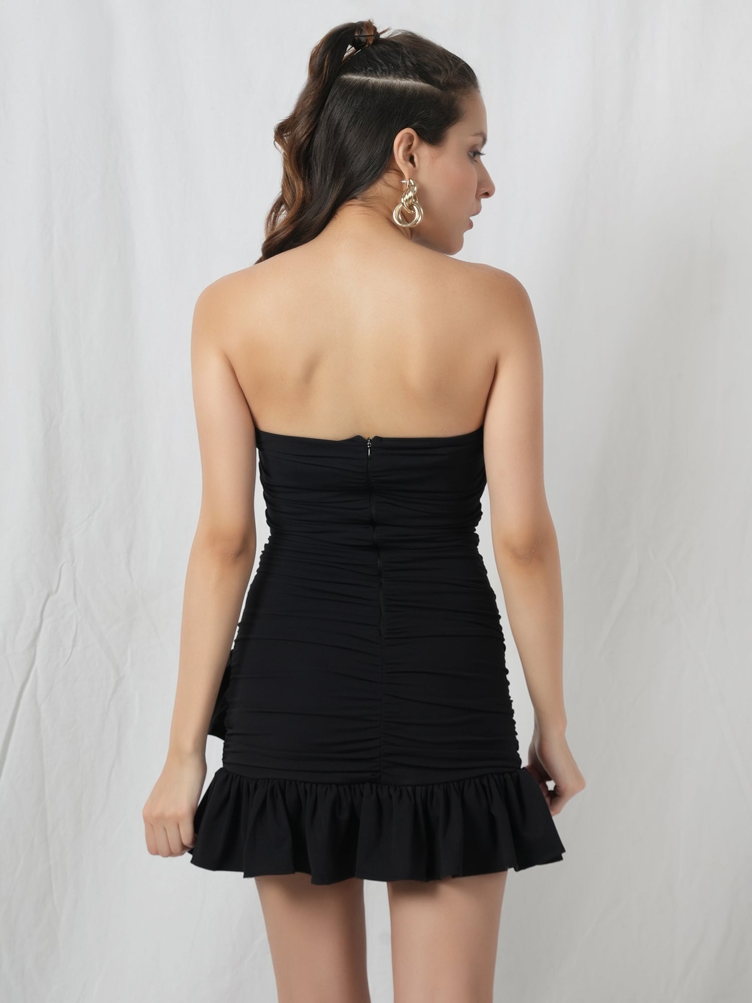 Charcoal Garden Grace Black Ruffle Mini Dress