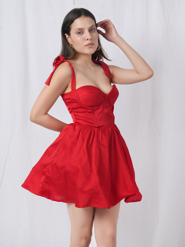 Crimson Charm Red Mini Dress