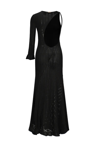 Starlight Open Back Maxi Knit Black Dress