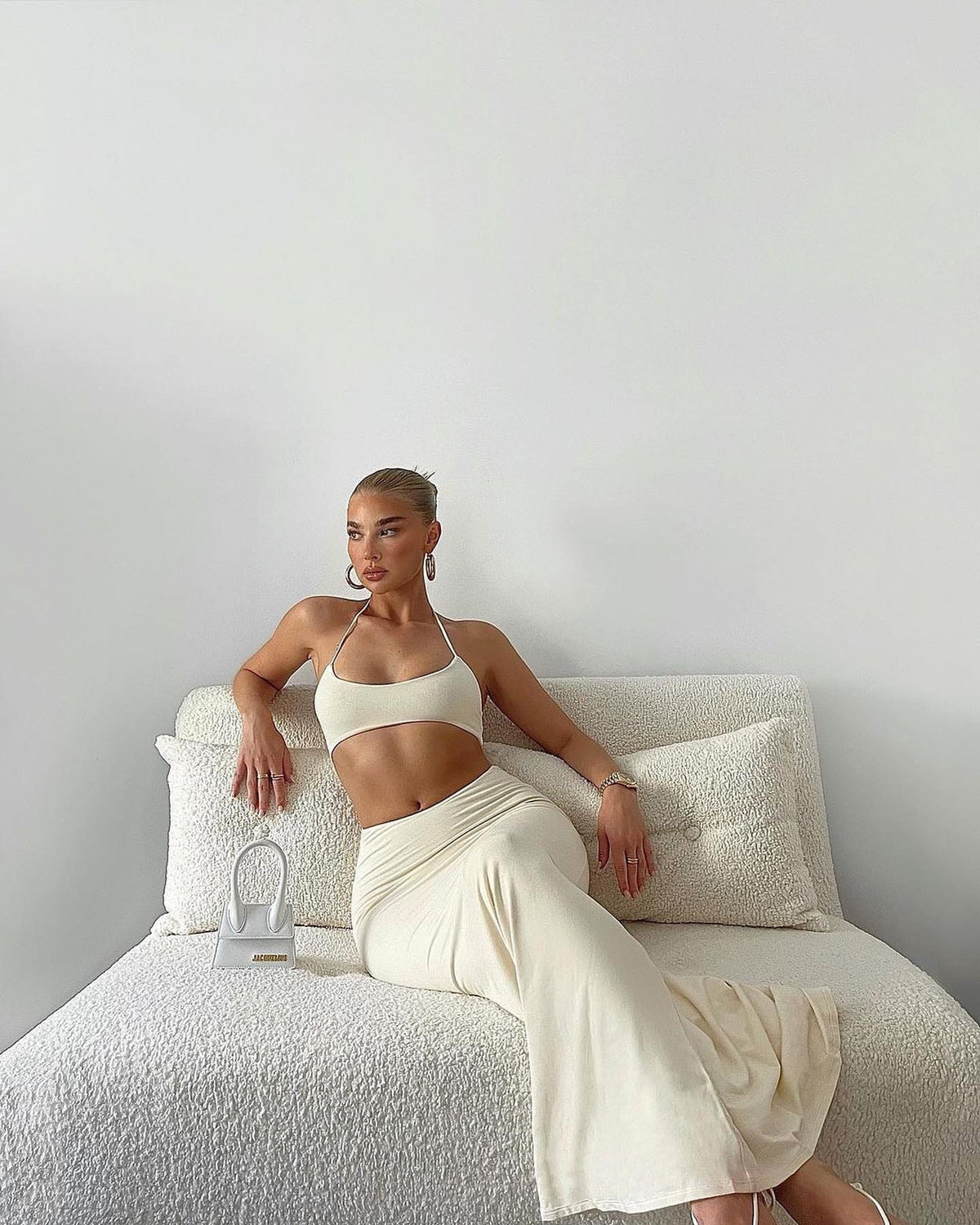 Ellie Ivory Flared Hem Cut Out Maxi Dress