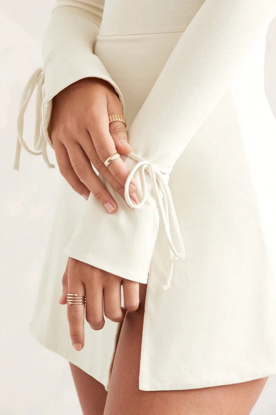 Isabelle Square Neck A Line Ivory Mini Dress