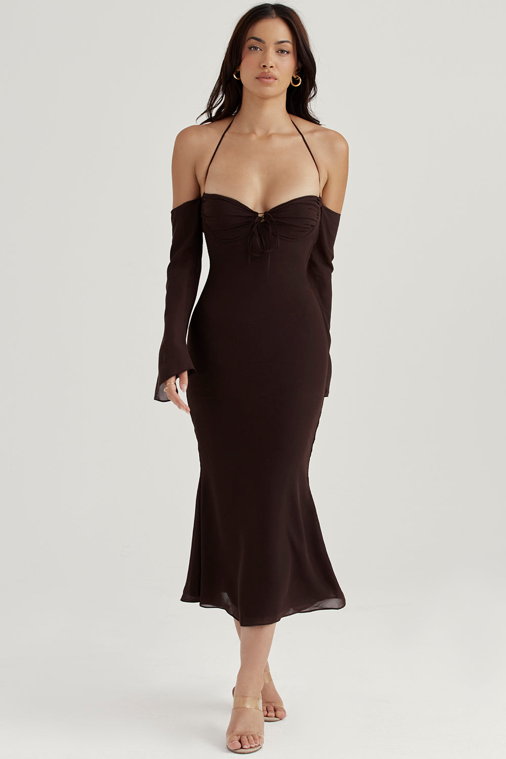 Kenzie Espresso Halter Midi Dress