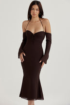 Kenzie Espresso Halter Midi Dress