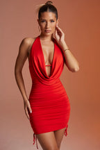 Olivia Cowl Neck Red Mini Dress