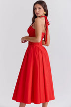 Italian Tomato Halter Midi Dress