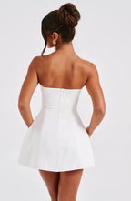 White Velvet Mini Dress - lvory