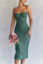 Raspberry Romance Forest Lace Midi Dress