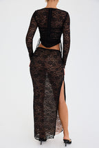 Romance Black Lace Maxi Skirt & Cut Out Top Set