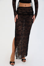 Romance Black Lace Maxi Skirt & Cut Out Top Set