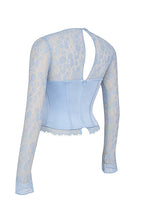 Temptation Hazy Blue Mini Skirt & Lace Corset Top Set