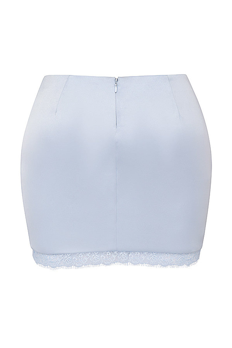 Temptation Hazy Blue Mini Skirt & Lace Corset Top Set