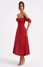 Blazing Beauty Maroon Midi dress