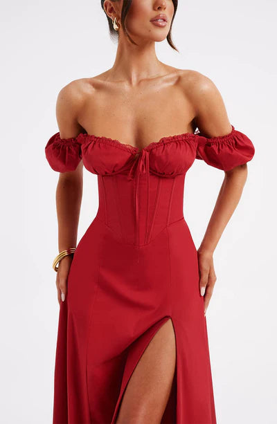 Blazing Beauty Maroon Midi dress