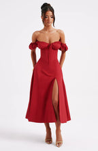 Blazing Beauty Maroon Midi dress