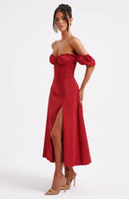 Blazing Beauty Maroon Midi dress
