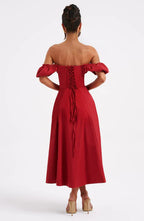 Blazing Beauty Maroon Midi dress