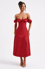 Blazing Beauty Maroon Midi dress