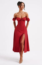 Blazing Beauty Maroon Midi dress