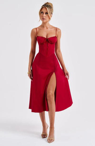 Red Rose Romance Midi Dress