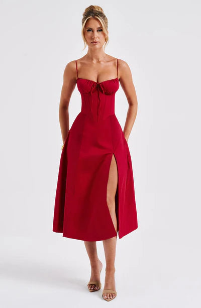 Red Rose Romance Midi Dress