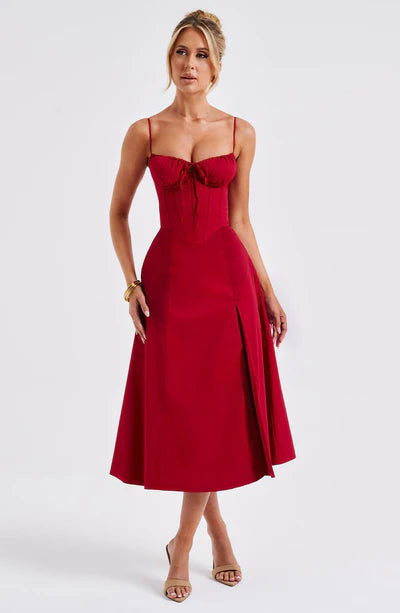 Red Rose Romance Midi Dress