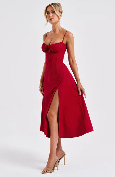 Red Rose Romance Midi Dress