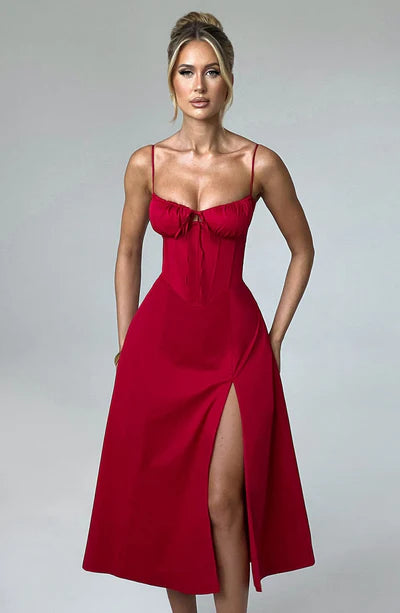 Red Rose Romance Midi Dress
