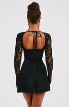 Black Twirl Delight Full Sleeves Dress