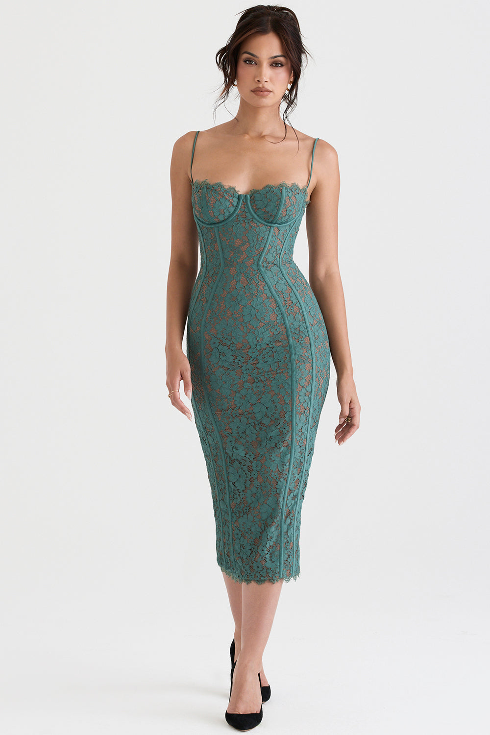Raspberry Romance Forest Lace Midi Dress