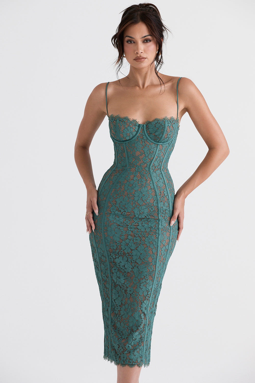 Raspberry Romance Forest Lace Midi Dress