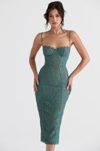 Raspberry Romance Forest Lace Midi Dress