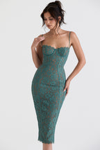 Raspberry Romance Forest Lace Midi Dress