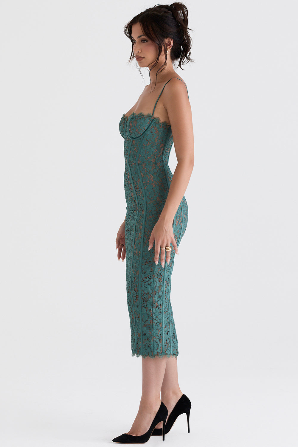 Raspberry Romance Forest Lace Midi Dress