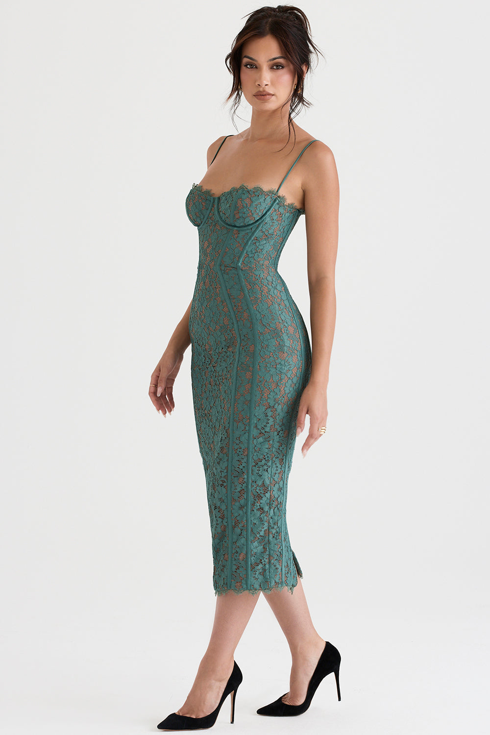 Raspberry Romance Forest Lace Midi Dress