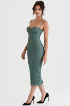 Raspberry Romance Forest Lace Midi Dress