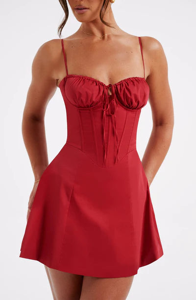 Red Cardinal Couture Ruffle Mini Dress