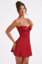 Red Cardinal Couture Ruffle Mini Dress