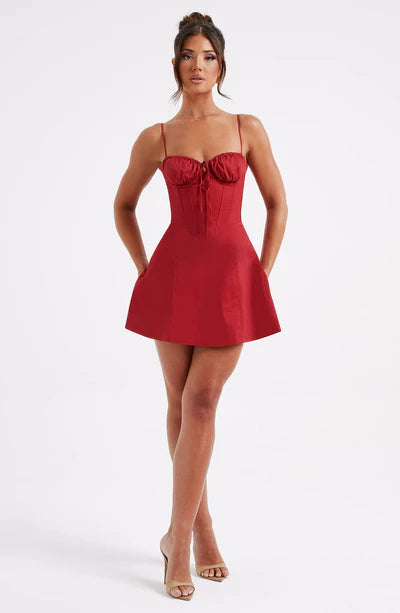 Red Cardinal Couture Ruffle Mini Dress