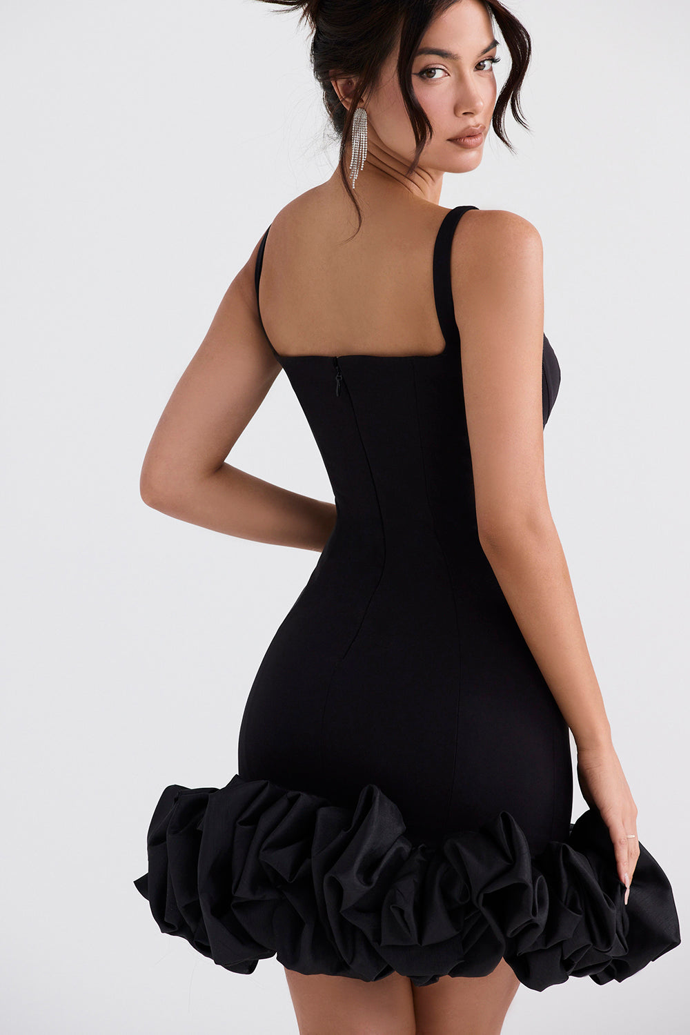 Misty Black Ruffle Hem Dress